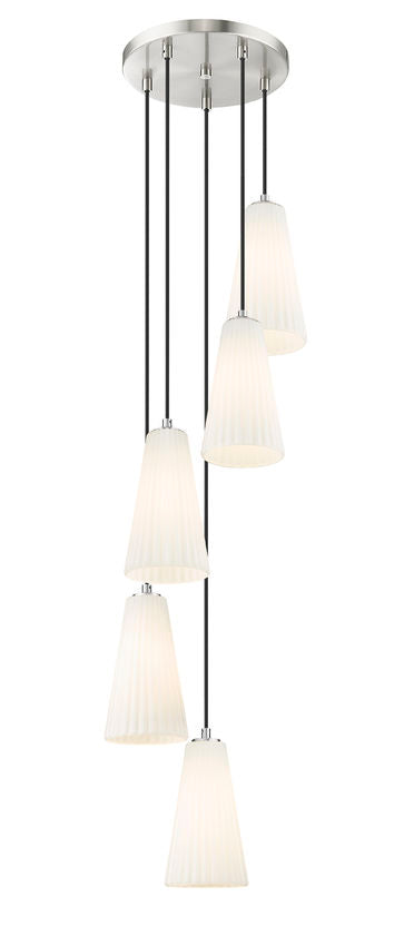 Z-Lite Farrell 12" 5-Light Brushed Nickel Chandelier With White Glass Shade