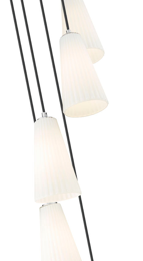 Z-Lite Farrell 12" 5-Light Brushed Nickel Chandelier With White Glass Shade