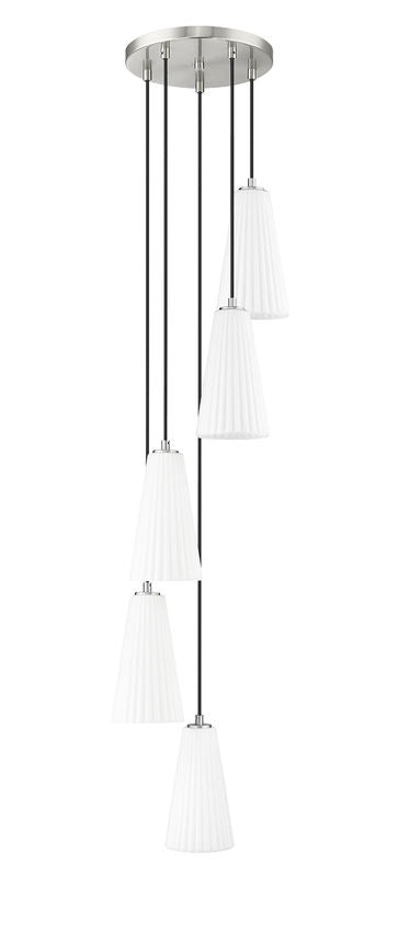 Z-Lite Farrell 12" 5-Light Brushed Nickel Chandelier With White Glass Shade