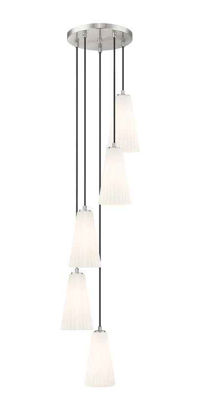 Z-Lite Farrell 12" 5-Light Brushed Nickel Chandelier With White Glass Shade