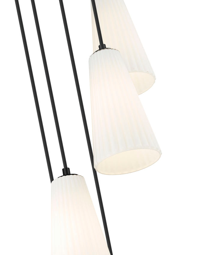 Z-Lite Farrell 12" 5-Light Matte Black Chandelier With White Glass Shade