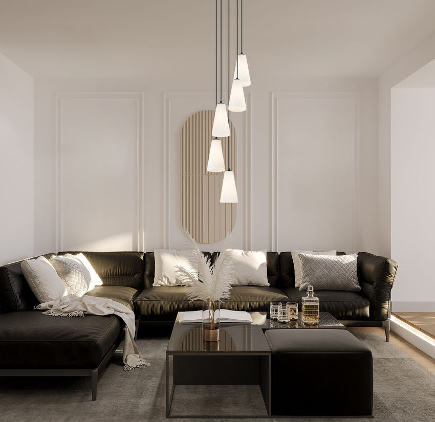 Z-Lite Farrell 12" 5-Light Matte Black Chandelier With White Glass Shade
