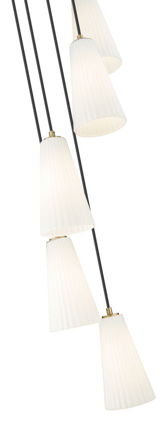 Z-Lite Farrell 12" 5-Light Modern Gold Chandelier With White Glass Shade