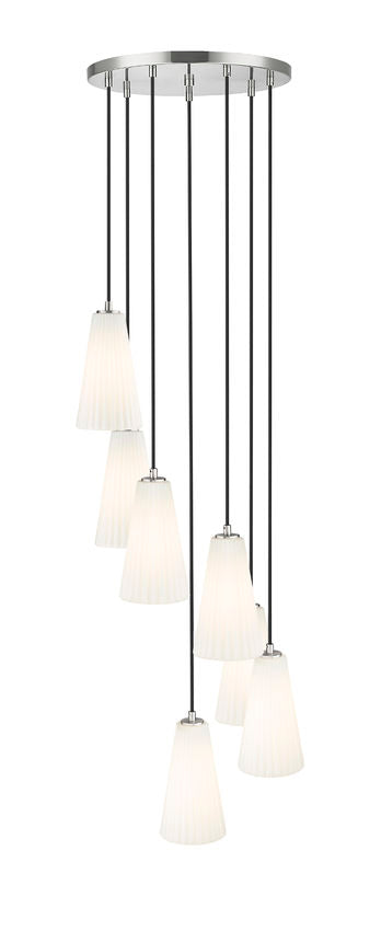 Z-Lite Farrell 18" 7-Light Brushed Nickel Chandelier With White Glass Shade
