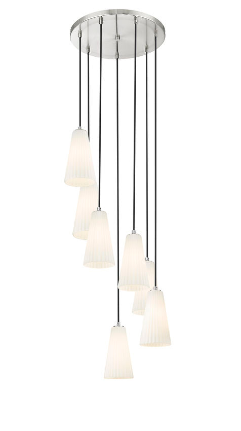 Z-Lite Farrell 18" 7-Light Brushed Nickel Chandelier With White Glass Shade