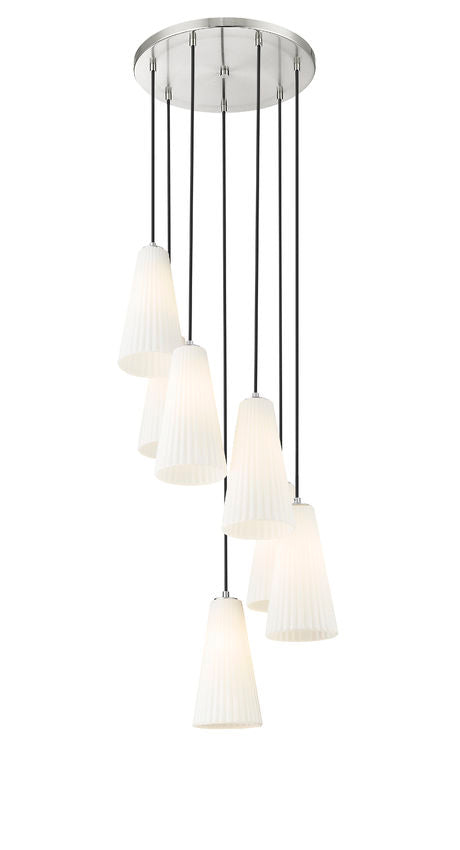 Z-Lite Farrell 18" 7-Light Brushed Nickel Chandelier With White Glass Shade