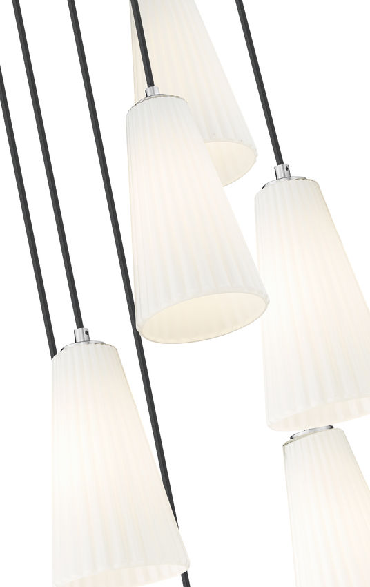 Z-Lite Farrell 18" 7-Light Brushed Nickel Chandelier With White Glass Shade