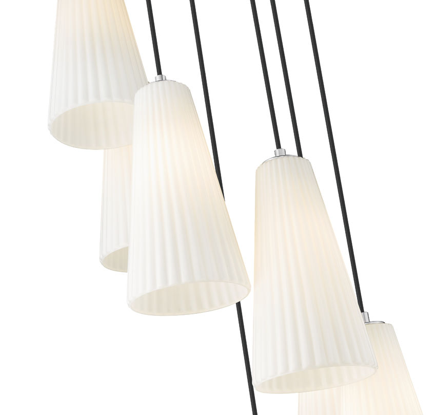 Z-Lite Farrell 18" 7-Light Brushed Nickel Chandelier With White Glass Shade