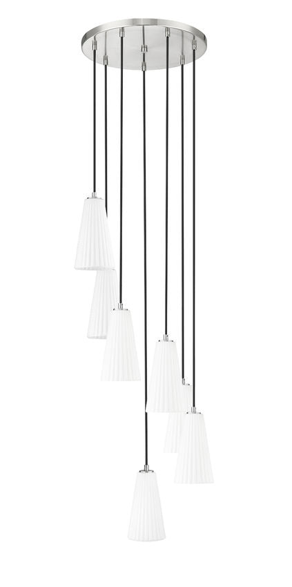 Z-Lite Farrell 18" 7-Light Brushed Nickel Chandelier With White Glass Shade