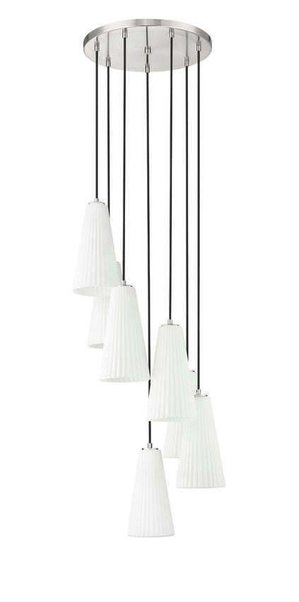 Z-Lite Farrell 18" 7-Light Brushed Nickel Chandelier With White Glass Shade