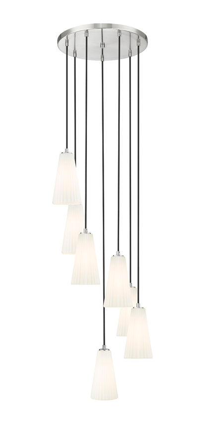 Z-Lite Farrell 18" 7-Light Brushed Nickel Chandelier With White Glass Shade
