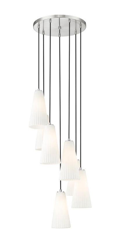Z-Lite Farrell 18" 7-Light Brushed Nickel Chandelier With White Glass Shade