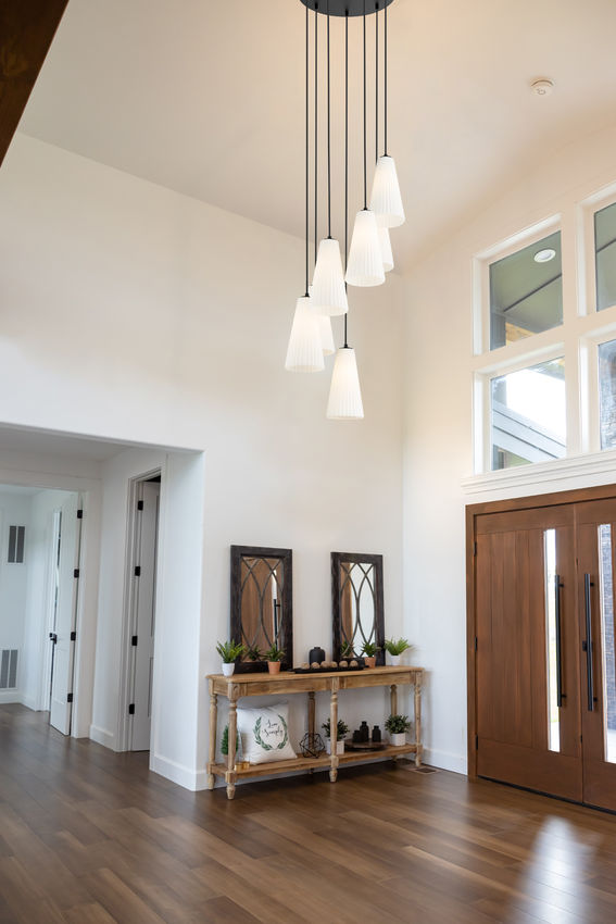 Z-Lite Farrell 18" 7-Light Matte Black Chandelier With White Glass Shade