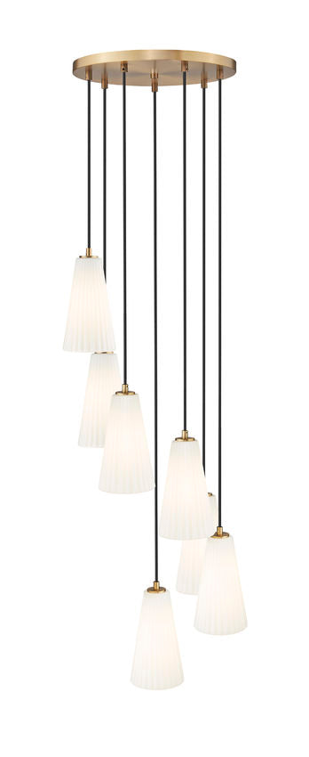 Z-Lite Farrell 18" 7-Light Modern Gold Chandelier With White Glass Shade