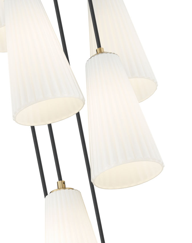 Z-Lite Farrell 18" 7-Light Modern Gold Chandelier With White Glass Shade