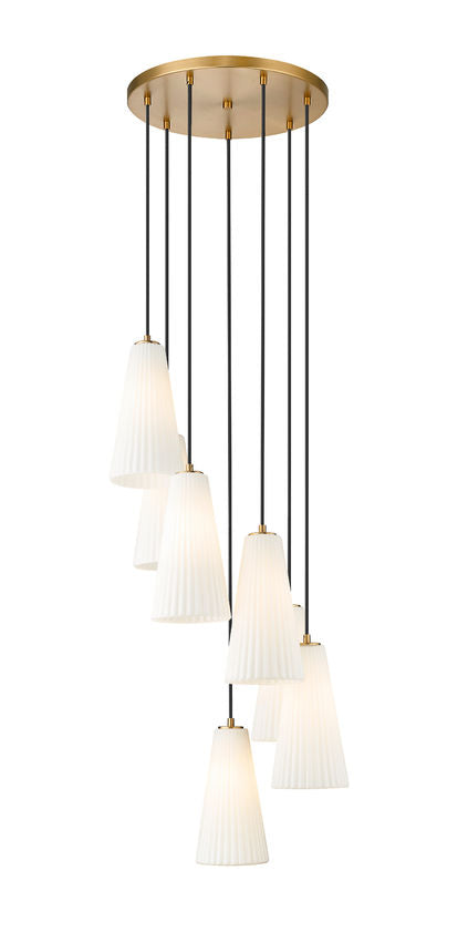 Z-Lite Farrell 18" 7-Light Modern Gold Chandelier With White Glass Shade