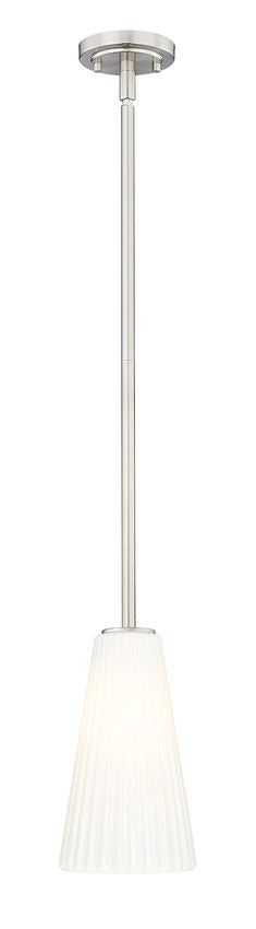 Z-Lite Farrell 3043P6-ROD 6" 1-Light Brushed Nickel Pendant Light With White Glass Shade