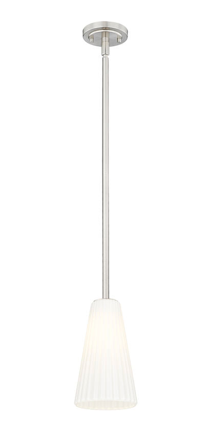 Z-Lite Farrell 3043P6-ROD 6" 1-Light Brushed Nickel Pendant Light With White Glass Shade