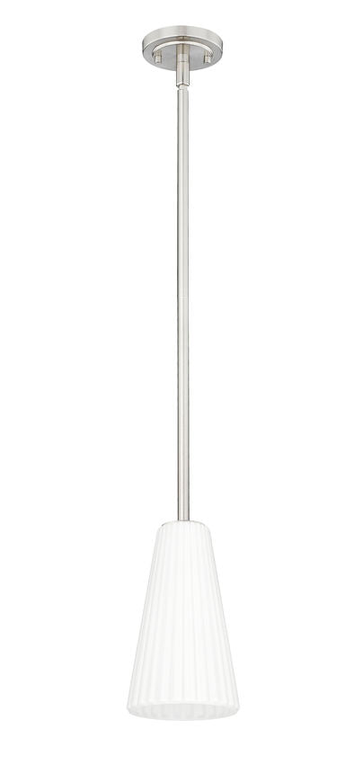 Z-Lite Farrell 3043P6-ROD 6" 1-Light Brushed Nickel Pendant Light With White Glass Shade