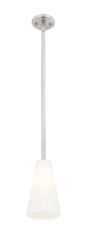 Z-Lite Farrell 3043P6-ROD 6" 1-Light Brushed Nickel Pendant Light With White Glass Shade