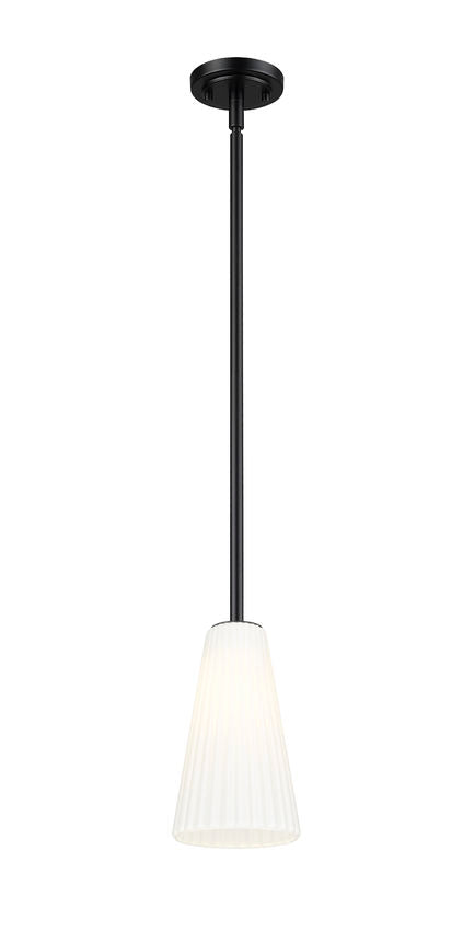 Z-Lite Farrell 3043P6-ROD 6" 1-Light Matte Black Pendant Light With White Glass Shade