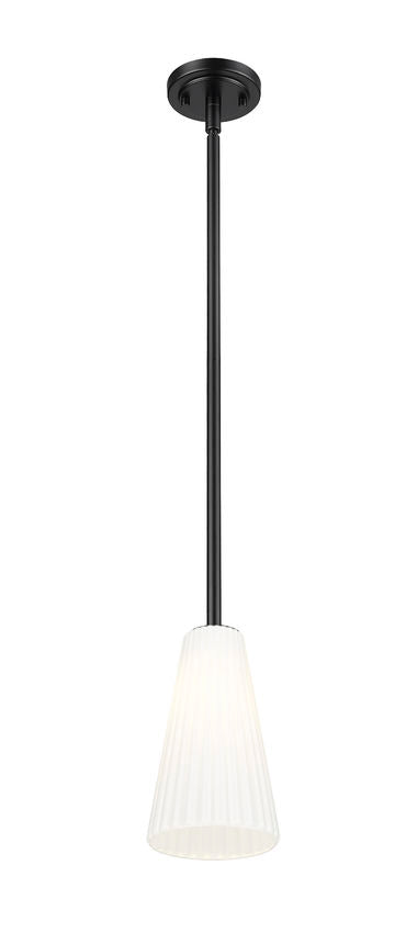 Z-Lite Farrell 3043P6-ROD 6" 1-Light Matte Black Pendant Light With White Glass Shade