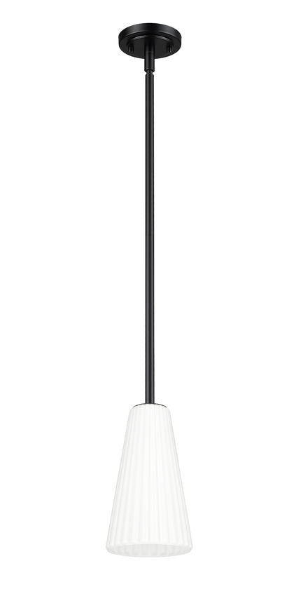Z-Lite Farrell 3043P6-ROD 6" 1-Light Matte Black Pendant Light With White Glass Shade