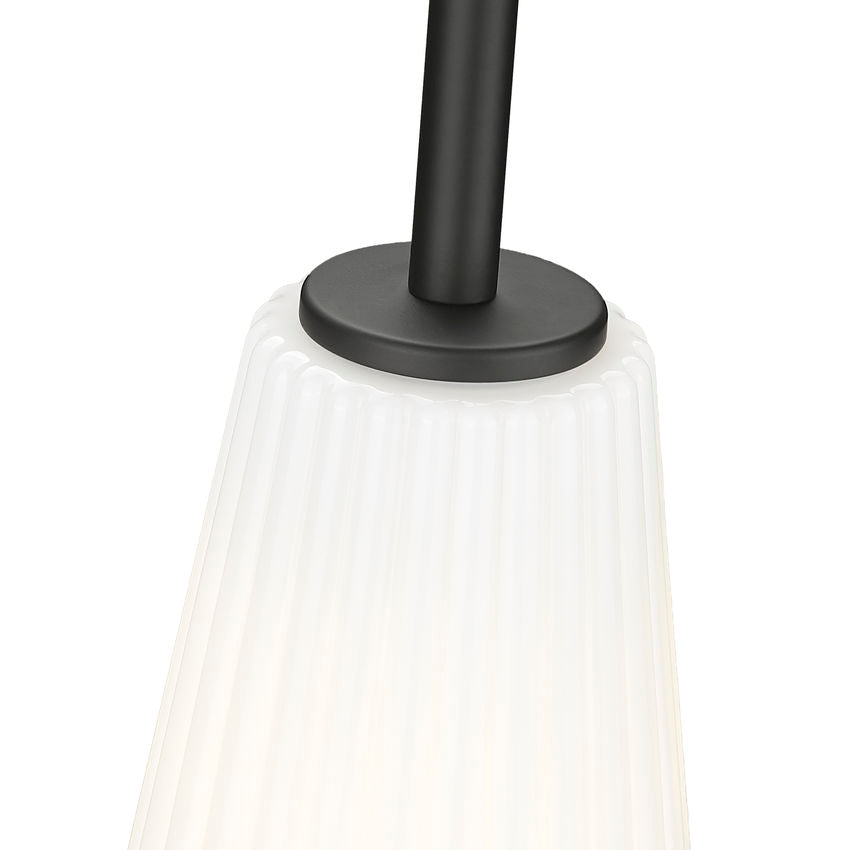 Z-Lite Farrell 3043P6-ROD 6" 1-Light Matte Black Pendant Light With White Glass Shade
