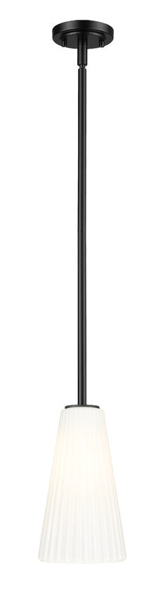 Z-Lite Farrell 3043P6-ROD 6" 1-Light Matte Black Pendant Light With White Glass Shade