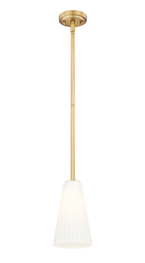 Z-Lite Farrell 3043P6-ROD 6" 1-Light Modern Gold Pendant Light With White Glass Shade