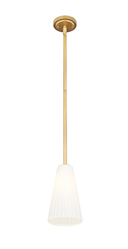 Z-Lite Farrell 3043P6-ROD 6" 1-Light Modern Gold Pendant Light With White Glass Shade