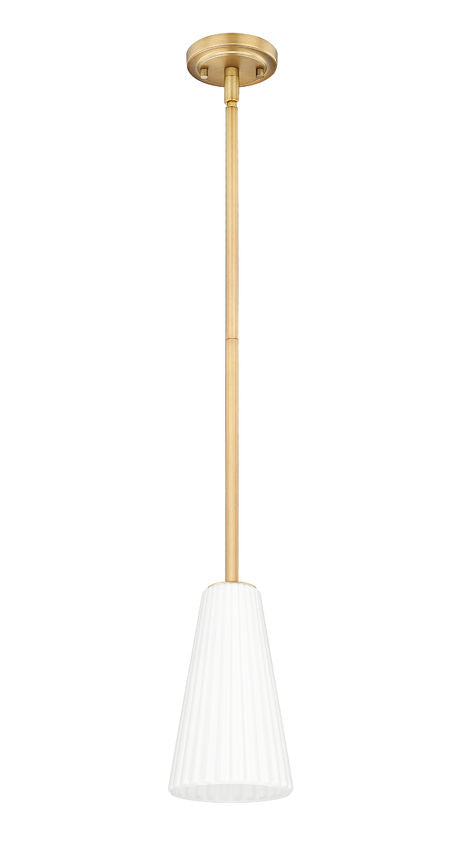 Z-Lite Farrell 3043P6-ROD 6" 1-Light Modern Gold Pendant Light With White Glass Shade