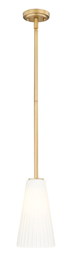 Z-Lite Farrell 3043P6-ROD 6" 1-Light Modern Gold Pendant Light With White Glass Shade