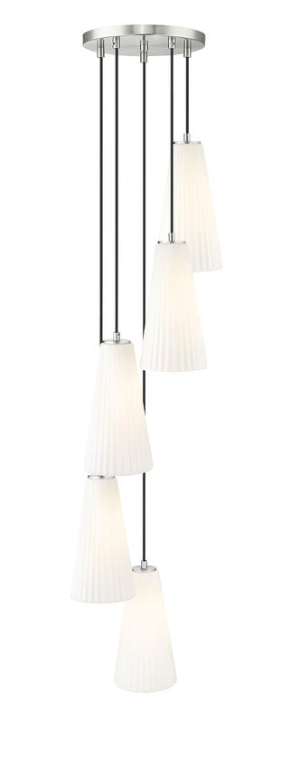 Z-Lite Farrell 3043P7-5R 12" 5-Light Brushed Nickel Chandelier With White Glass Shade