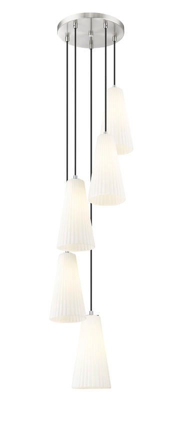 Z-Lite Farrell 3043P7-5R 12" 5-Light Brushed Nickel Chandelier With White Glass Shade