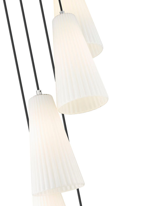 Z-Lite Farrell 3043P7-5R 12" 5-Light Brushed Nickel Chandelier With White Glass Shade