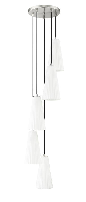 Z-Lite Farrell 3043P7-5R 12" 5-Light Brushed Nickel Chandelier With White Glass Shade