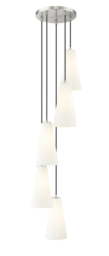 Z-Lite Farrell 3043P7-5R 12" 5-Light Brushed Nickel Chandelier With White Glass Shade