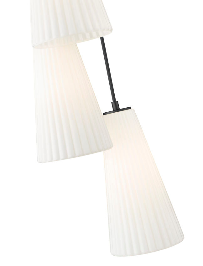Z-Lite Farrell 3043P7-5R 12" 5-Light Matte Black Chandelier With White Glass Shade