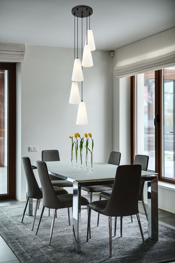 Z-Lite Farrell 3043P7-5R 12" 5-Light Matte Black Chandelier With White Glass Shade