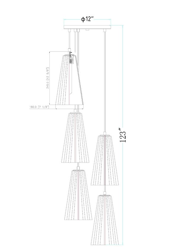 Z-Lite Farrell 3043P7-5R 12" 5-Light Matte Black Chandelier With White Glass Shade