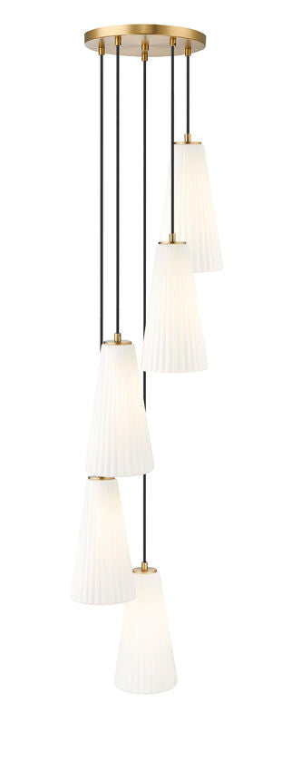 Z-Lite Farrell 3043P7-5R 12" 5-Light Modern Gold Chandelier With White Glass Shade