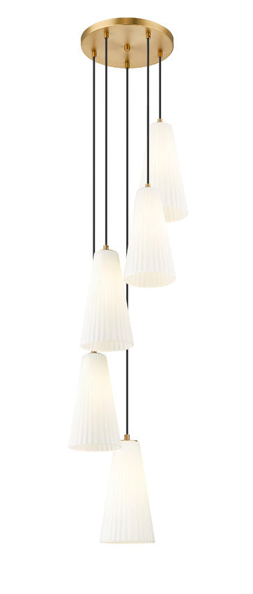Z-Lite Farrell 3043P7-5R 12" 5-Light Modern Gold Chandelier With White Glass Shade