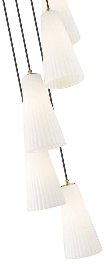 Z-Lite Farrell 3043P7-5R 12" 5-Light Modern Gold Chandelier With White Glass Shade