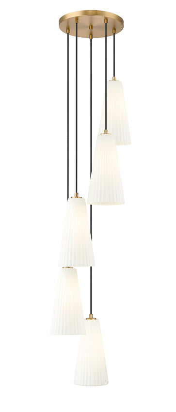 Z-Lite Farrell 3043P7-5R 12" 5-Light Modern Gold Chandelier With White Glass Shade
