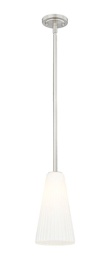 Z-Lite Farrell 3043P7-ROD 7" 1-Light Brushed Nickel Pendant Light With White Glass Shade