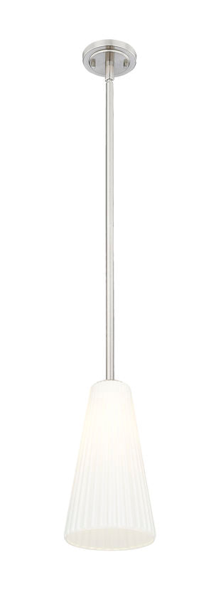 Z-Lite Farrell 3043P7-ROD 7" 1-Light Brushed Nickel Pendant Light With White Glass Shade