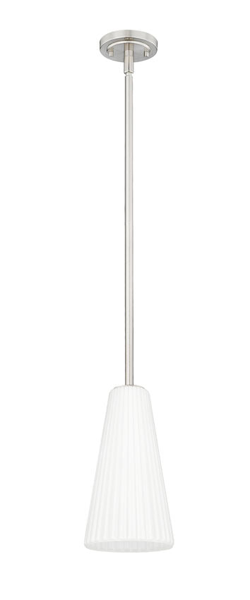Z-Lite Farrell 3043P7-ROD 7" 1-Light Brushed Nickel Pendant Light With White Glass Shade