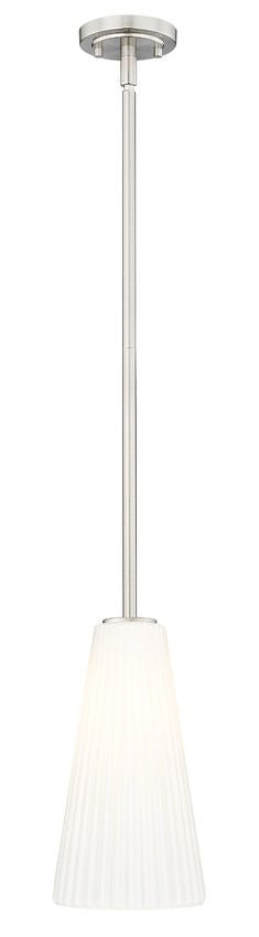 Z-Lite Farrell 3043P7-ROD 7" 1-Light Brushed Nickel Pendant Light With White Glass Shade