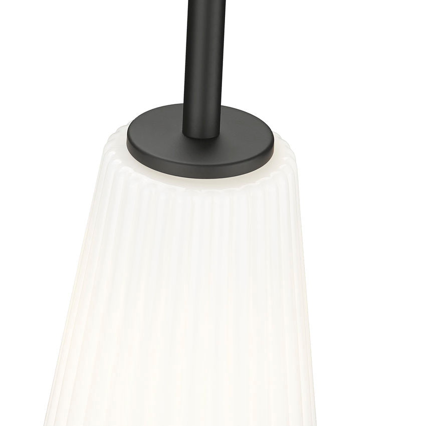Z-Lite Farrell 3043P7-ROD 7" 1-Light Matte Black Pendant Light With White Glass Shade